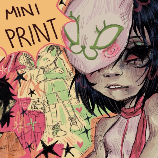 Gorillaz Noodle & Murdoc Mini Postcard Print