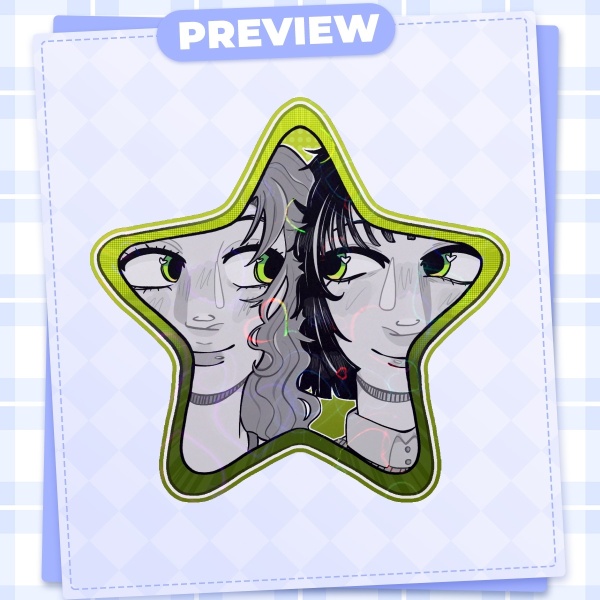 MitsuAya Mitsuki & Aya Green Yuri Heart Holographic Die Cut Stickers