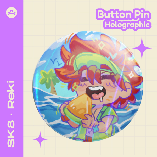"Beach Reki" Button Pin