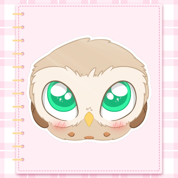 Marshmallow the Owl Puppy Eyes Die Cut Sticker