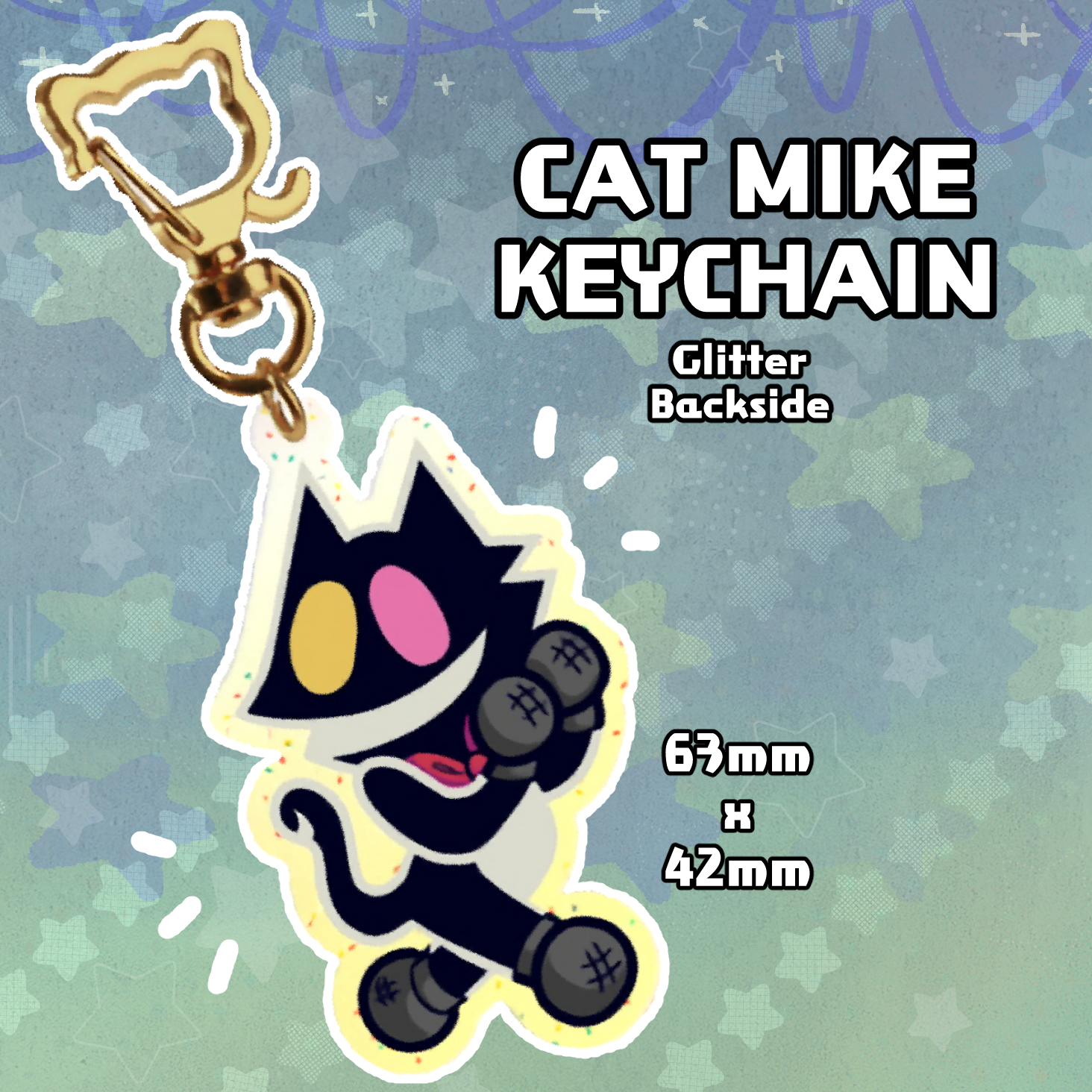 Cat Mike / Pluey Colored Edge Acrylic Keychains