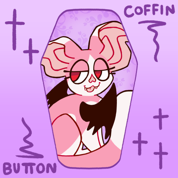 Muffins Coffin Button Pin