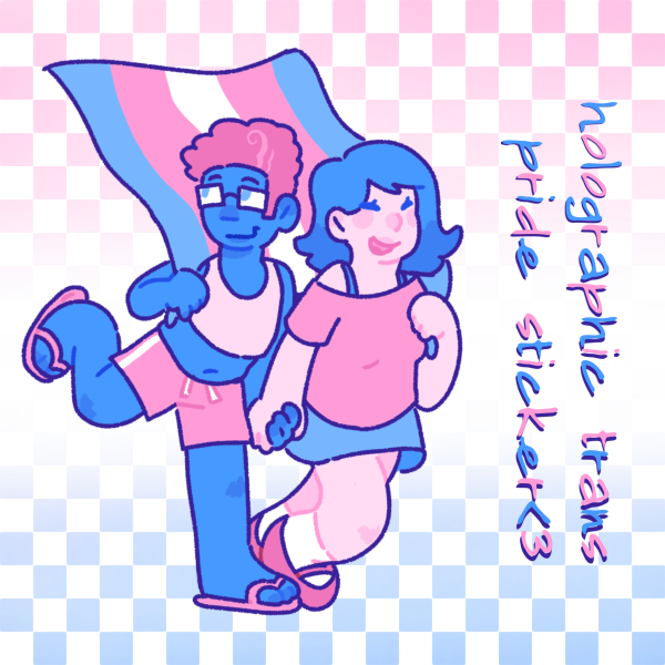 holographic trans pride stickers