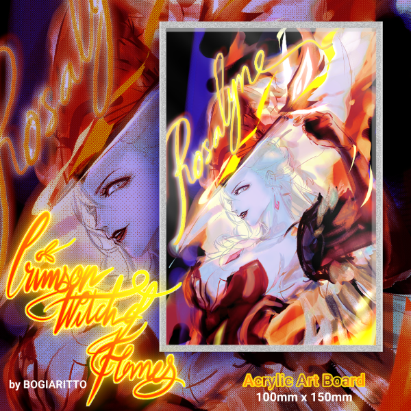 3.93"x5.9"(100x150mm) Silvery Clear Acrylic Art Boards - Crimson Witch of Flames