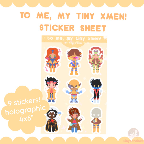 to me, my tiny xmen! - xmen sticker sheet!