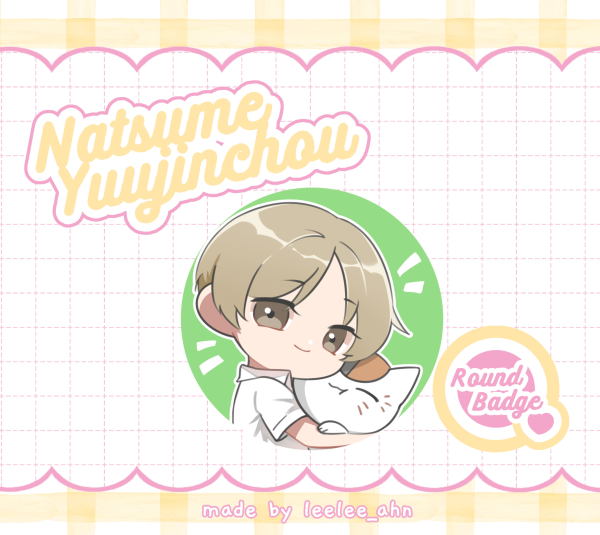 Natsume Yuujinchou - Natsume & Nyanko Sensei Round Badges (Button Pins)