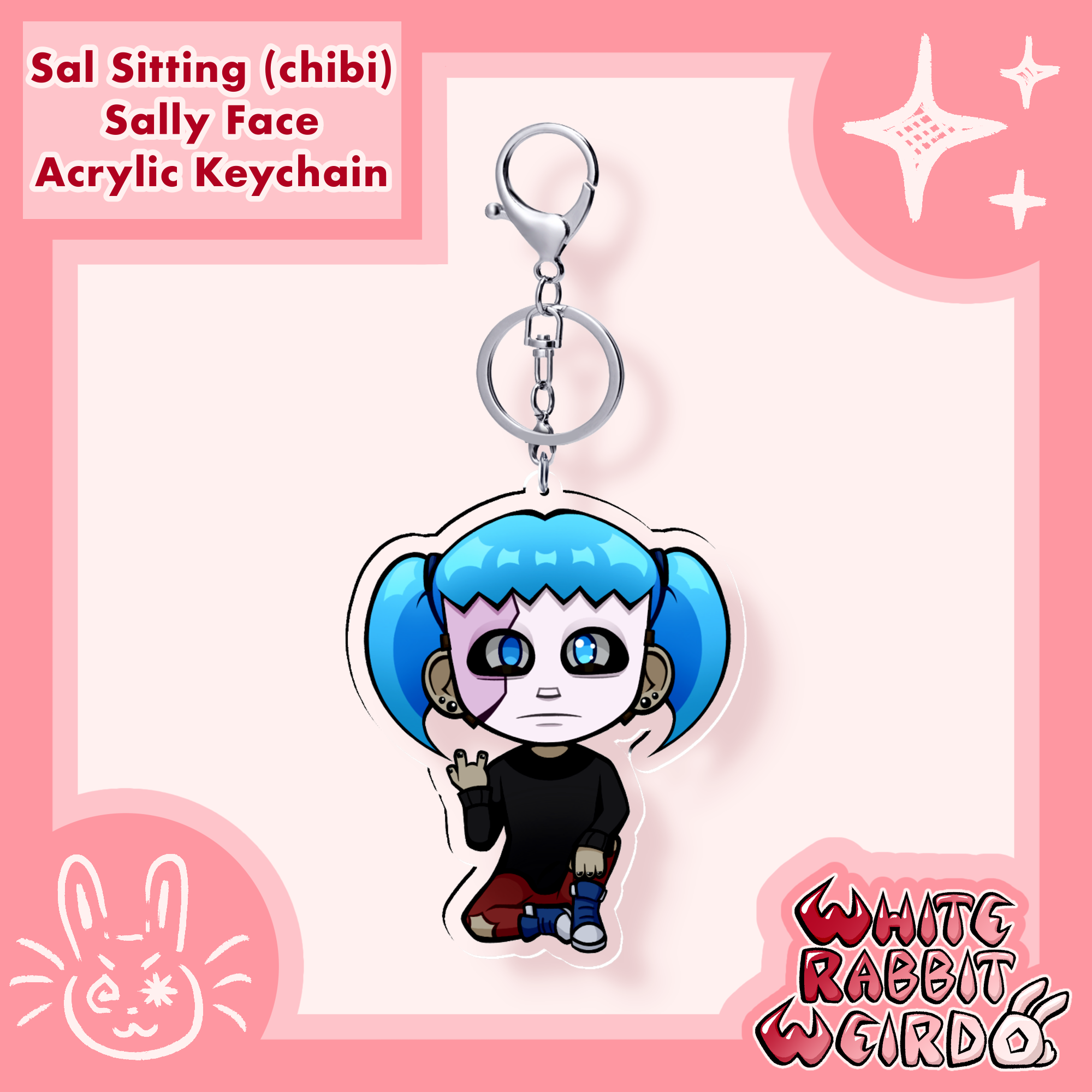 Sal Sitting - Sally Face Chibi Acrylic Keychain by