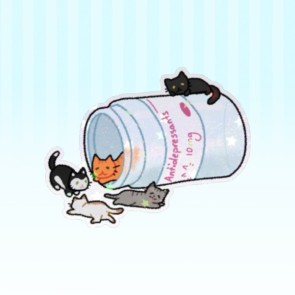 Antidepressant Kitties Holo Sticker