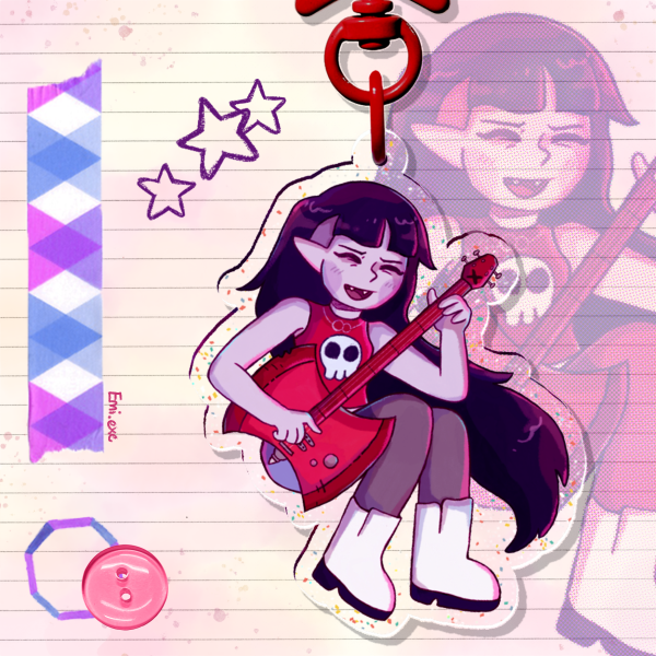 Marceline Adventure Time - Glitter Keychain With Star Clasp