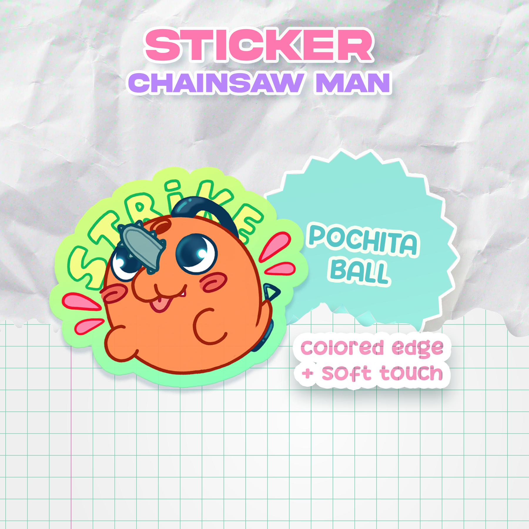 Pochita - Chainsaw Man [Colored Edge Sticker]