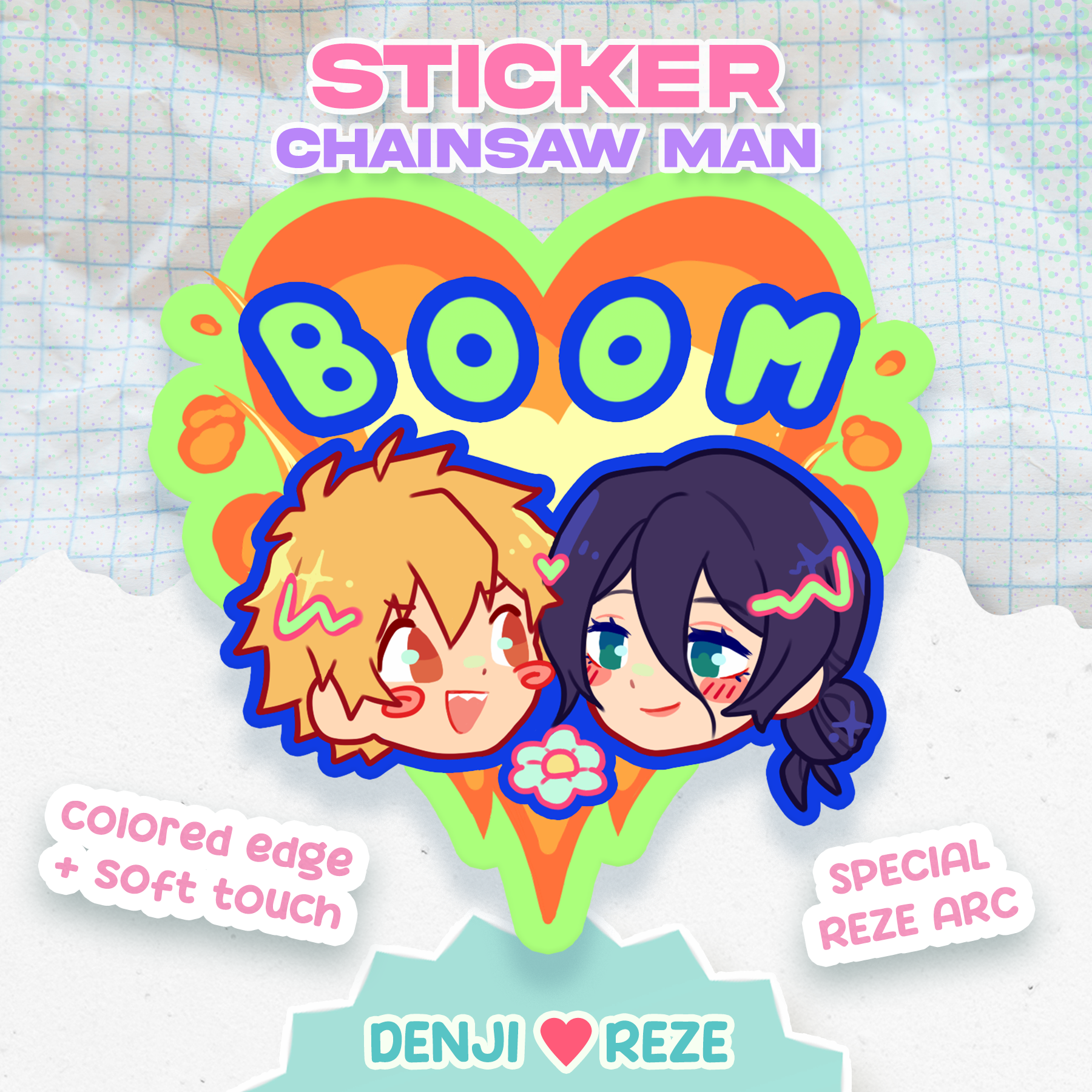 Denji x Reze - Chainsaw Man [Colored Edge Sticker]
