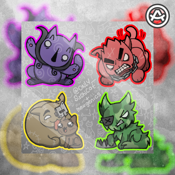 Mewgenics minibosses Act1 sticker sheet