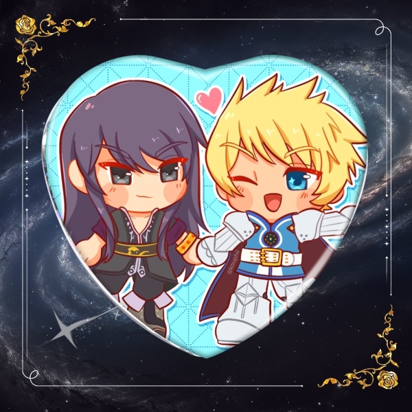 [FANMERCH] Tales of Vesperia: Yuri & Flynn Heart Badge
