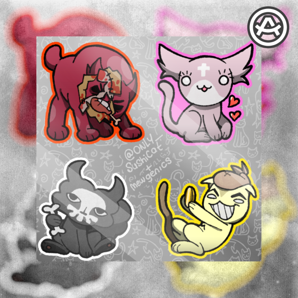 Mewgenics Mini bosses A2 sticker sheet