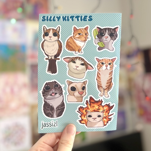 Silly Kitties sticker sheet | Rigby, Meowlet, Apple cat | meme cat
