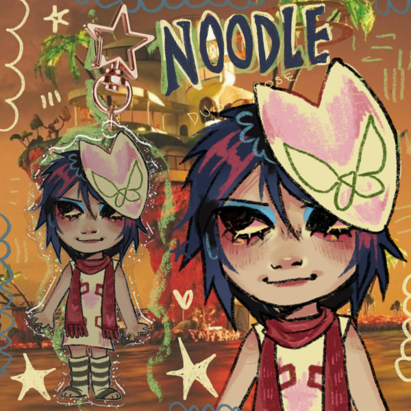 Noodle Gorillaz Epoxy Glitter Acrylic Keychain