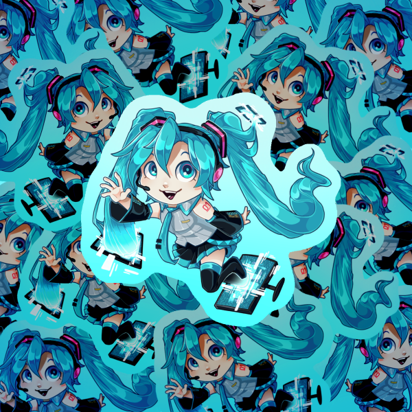 ‘Blue Hair, Blue Tie’ Die-Cut Stickers