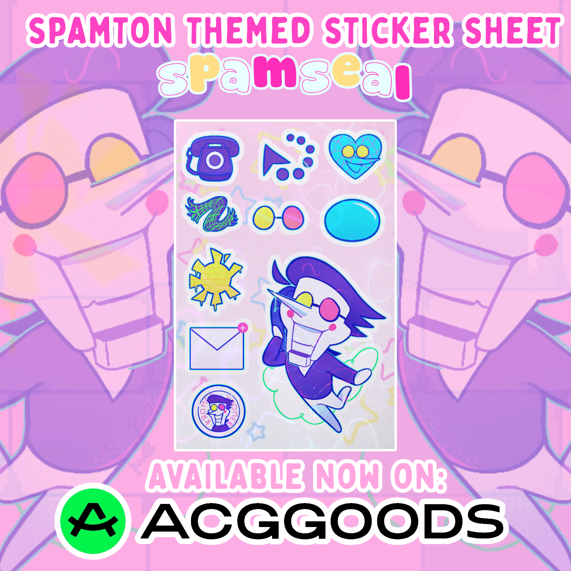 Spamton themed sticker sheet