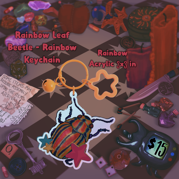 Rainbow Leaf Beetle - Rainbow Keychain