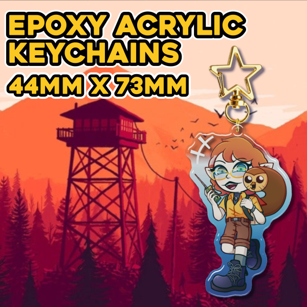 Firewatch Lilith and Hooty Epoxy Clear Acrylic Keychains