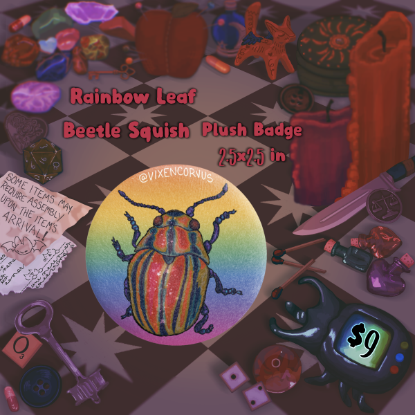 Rainbow Leaf Beetle Plush Badge