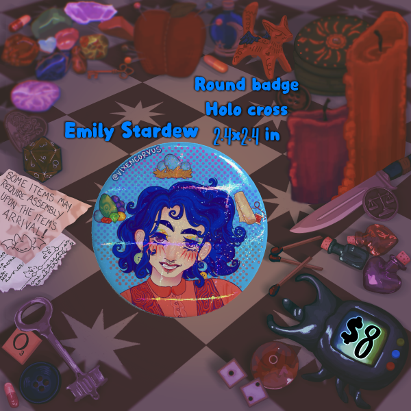 Stardew Emily - Round Badge holo