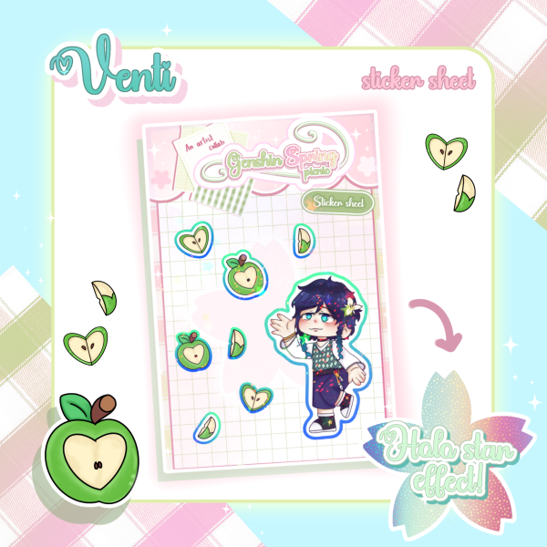 venti spring picnic holo sticker sheet