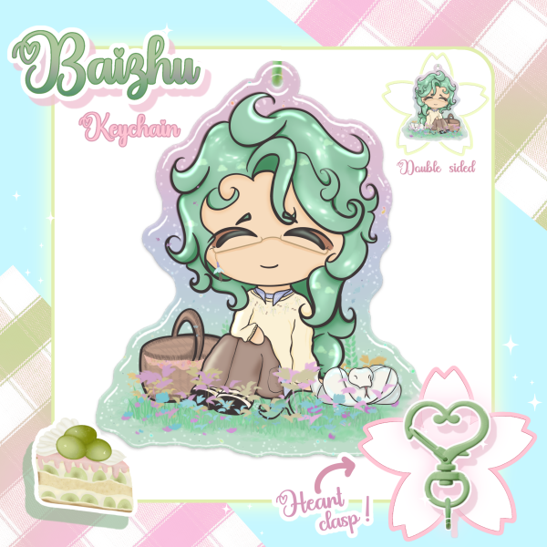 Baizhu Spring Picnic Glitter Acrylic Keychain