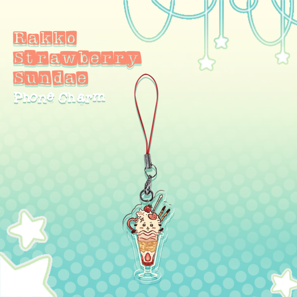 Rakko Strawberry Sundae Phone Charm