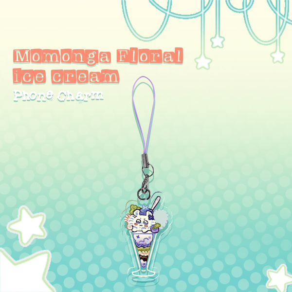 Momonga Floral Ice Cream Phone Charm