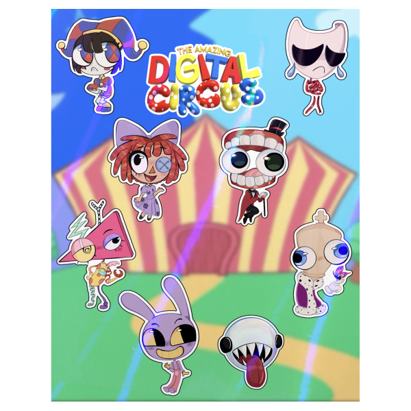 The Amazing Digital Circus Circus Cast TADC Holographic Coated Paper Stickers Sheet