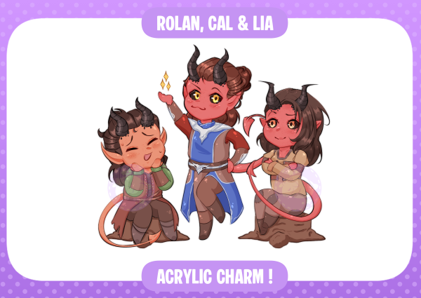 [BG3] Rolan, Cal & Lia Epoxy Clear Acrylic Keychain