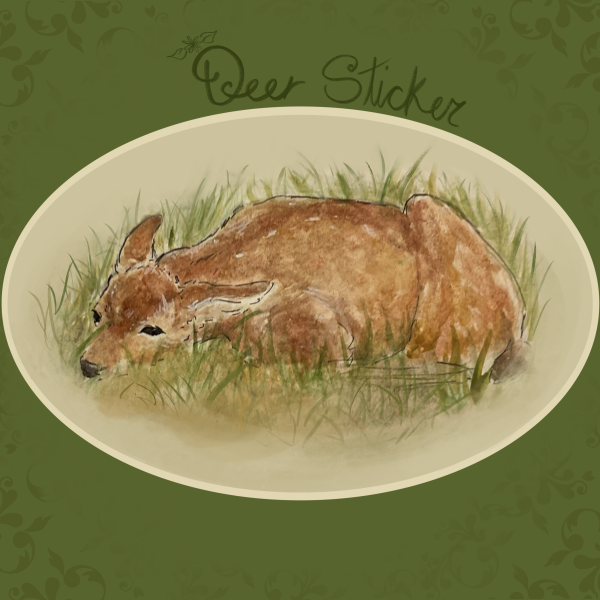 A Fawn Sleeping in the Grass - Deer Sticker