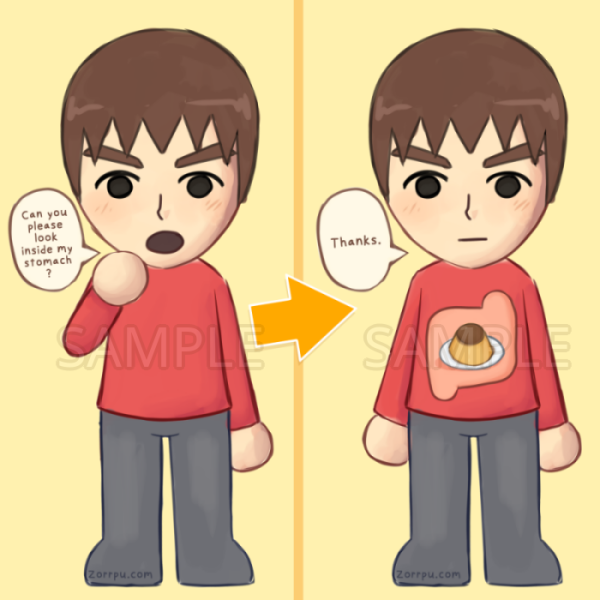 Mii Boy (look inside my stomach) Tomodachi Life Lenticular Acrylic Pendant