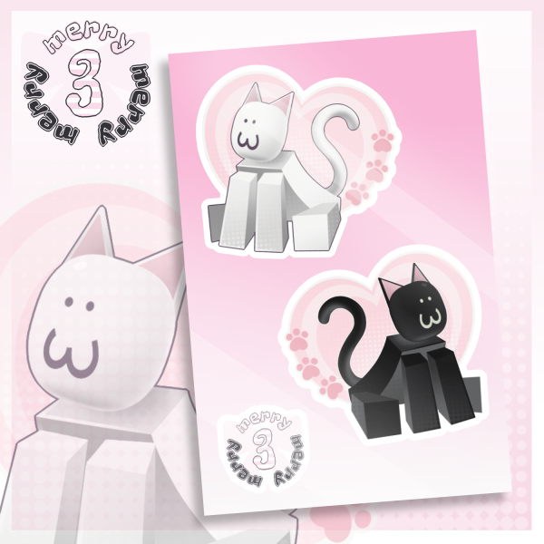 Classic Blocky Kitty (Sticker Sheet) :3