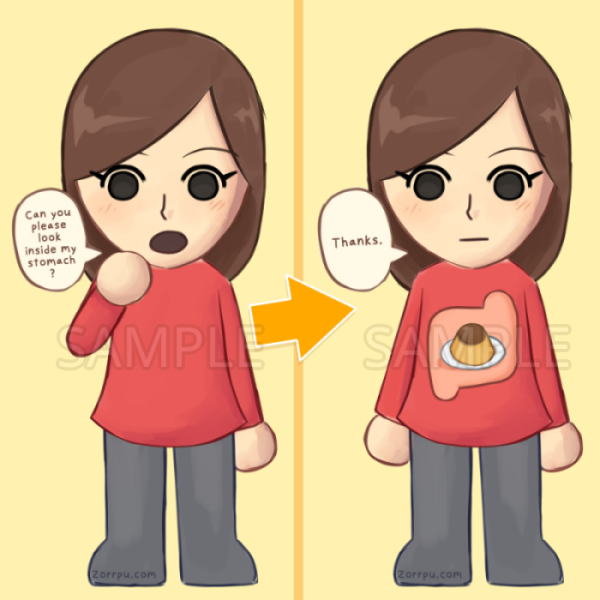 Mii Girl (look inside my stomach) Tomodachi Life Lenticular Acrylic Pendant