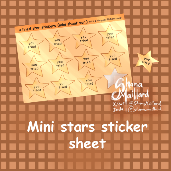 U tries stars Coated Paper Stickers Sheet