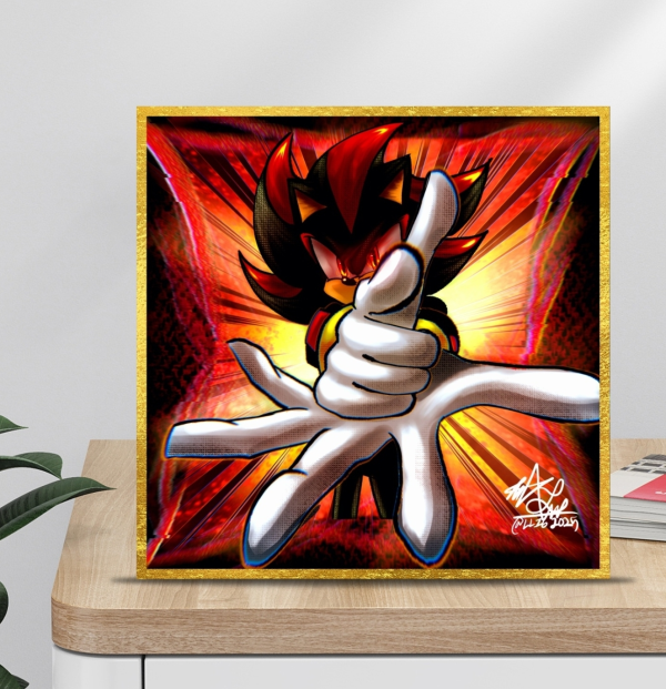 Shadow The Hedgehog Art Boards with Gold-edged - 5.5" x5.5"(140x140mm)