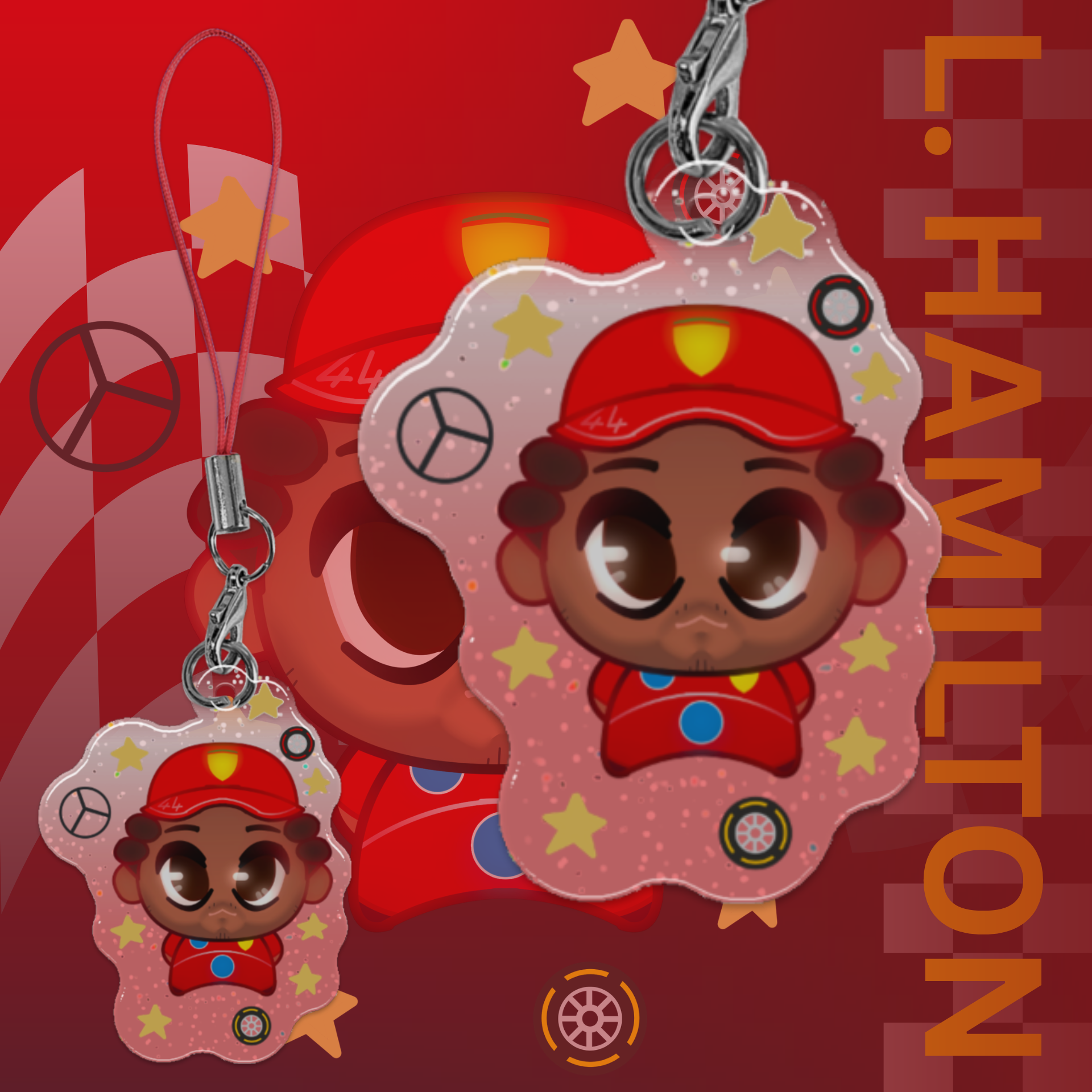Hamilton Glitter Epoxy Acrylic Charm