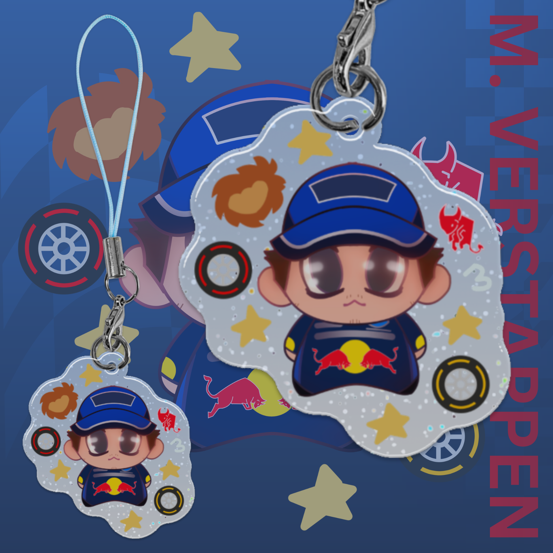 Verstappen Glitter Epoxy Acrylic Charm