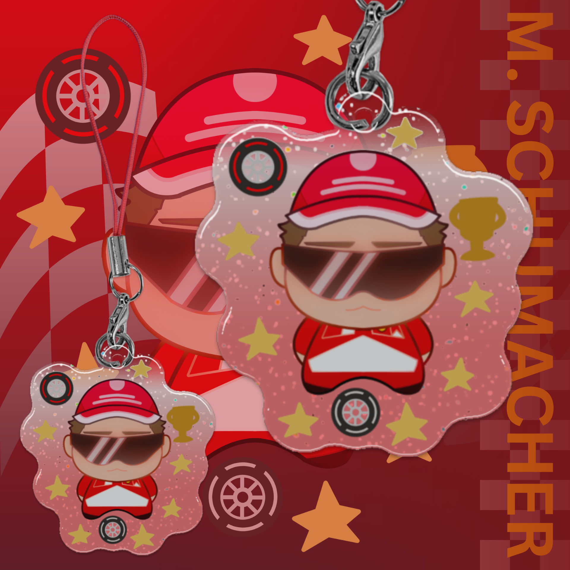 Schumacher Glitter Epoxy Acrylic Charm