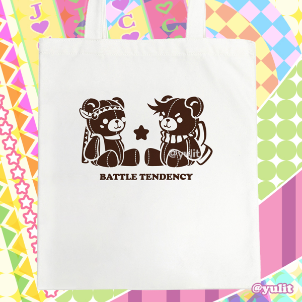 JJBA - Caesar & Joseph Teddy Bear Vertical Canvas Tote Bags