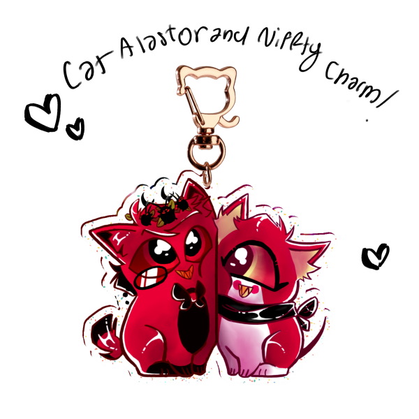 Alastor and Niffty Cats Glitter Charm
