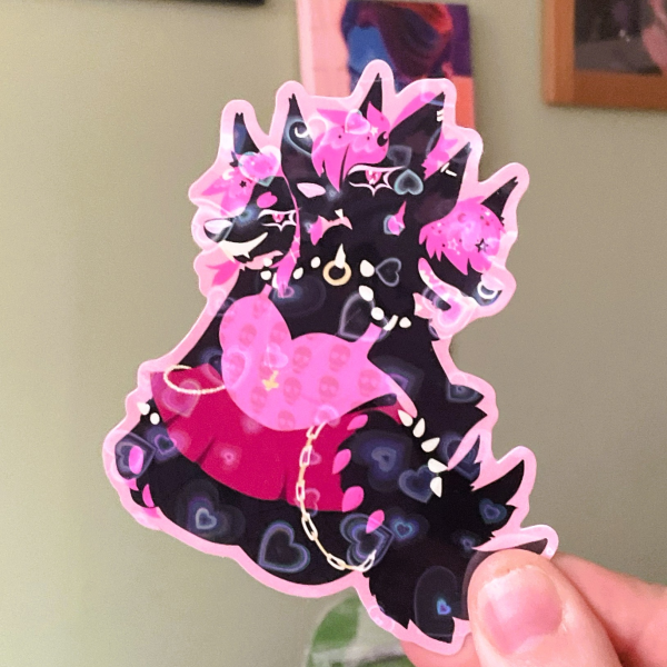 Alt Goth Cerberus Wolf Sticker | Three Headed Dog Vinyl Decal | Hellhound Animal Art