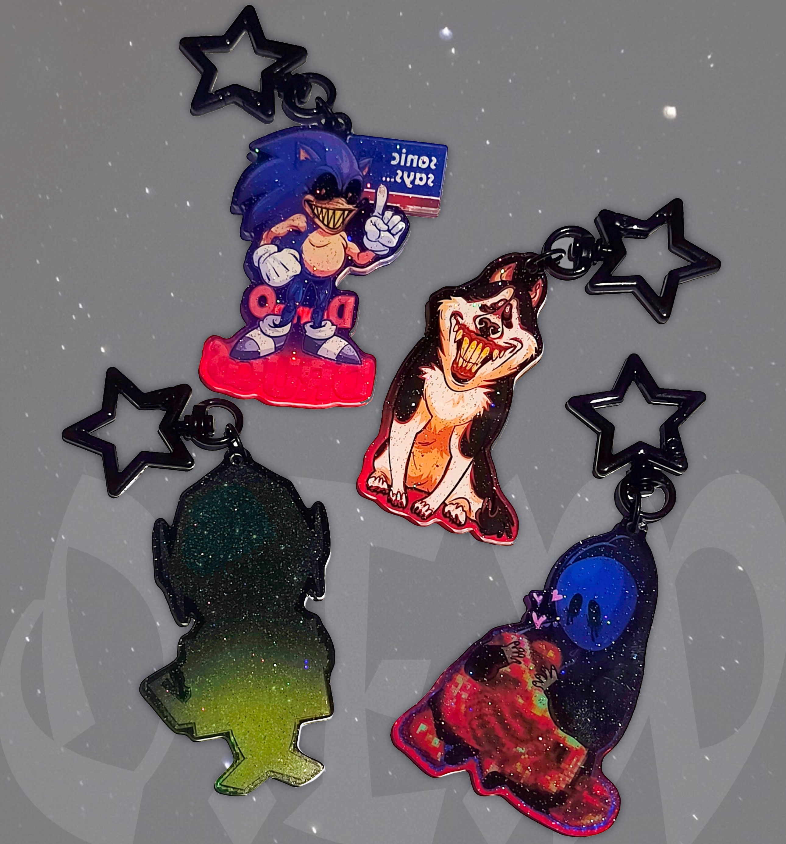 Creepypasta – Sonic.exe Acrylic Keychain by o0e3w - ACGGOODS