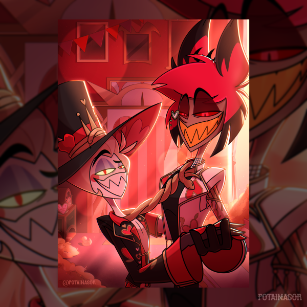 Alastor and Lucifer Valentine's 📻🍎| Radioapple Hazbin Hotel Poster | Potainasor