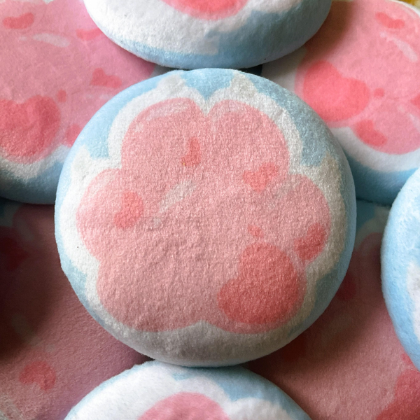 squishy plush paw pad button pins