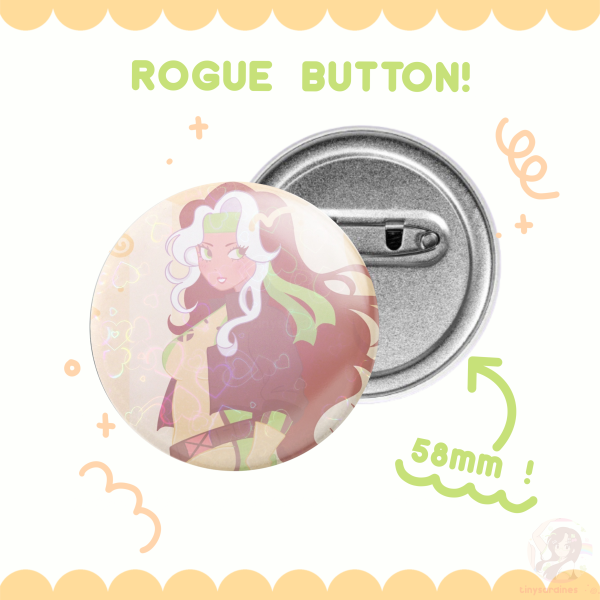 rogue - marvel / xmen button pin!