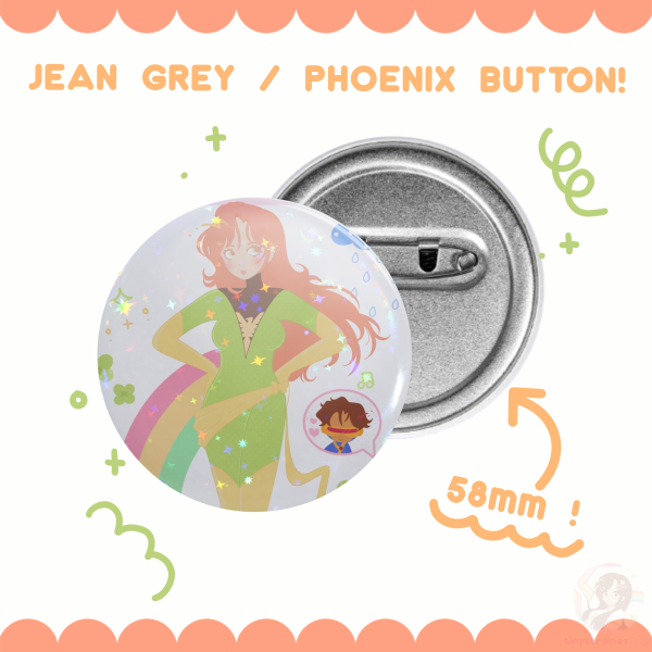 jean grey / phoenix - marvel / xmen button pin!