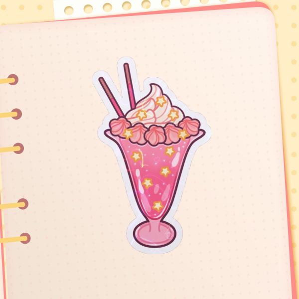 Pink Star Milkshake - Die Cut Sticker